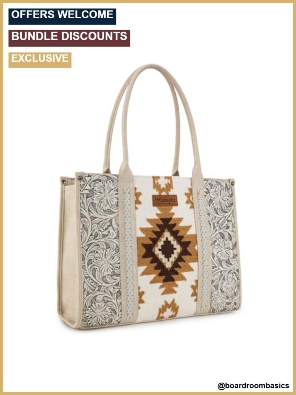 Large Western Tote Purse - Genuine Leather Tapestry Handbag